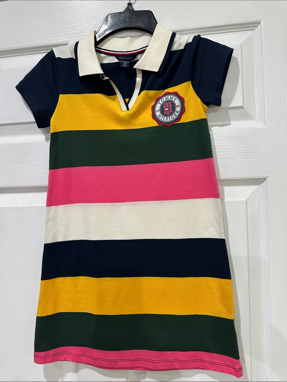 Tommy Hilfiger Navy, Yellow, Green & Pink Striped Polo Dress